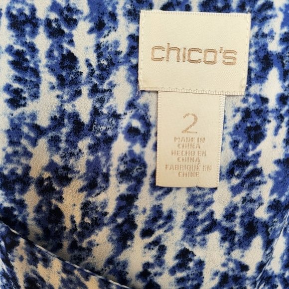 Chico's Top Blue White Print Sleeveless Scoop Neckline Double Layer Sz Chico's 2 - Picture 8 of 9